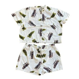 Kiyomi Set Shirt‎ Short Size Large 100% Cotton Women Summer Beach